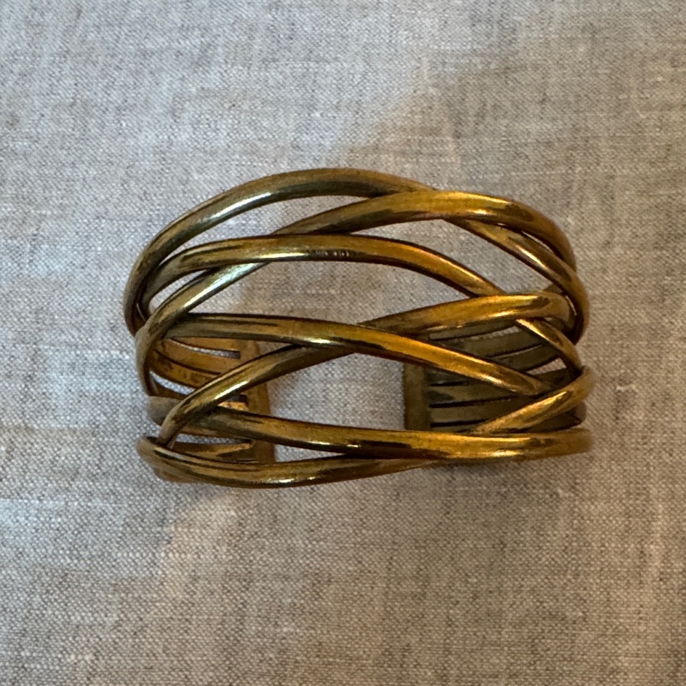 Gold Tone Woven Cuff Bracelet